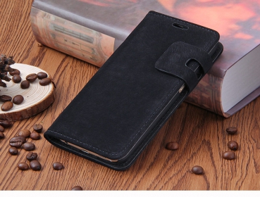 POEGO Luxus Klapphülle Schwarz für Samsung Galaxy S6